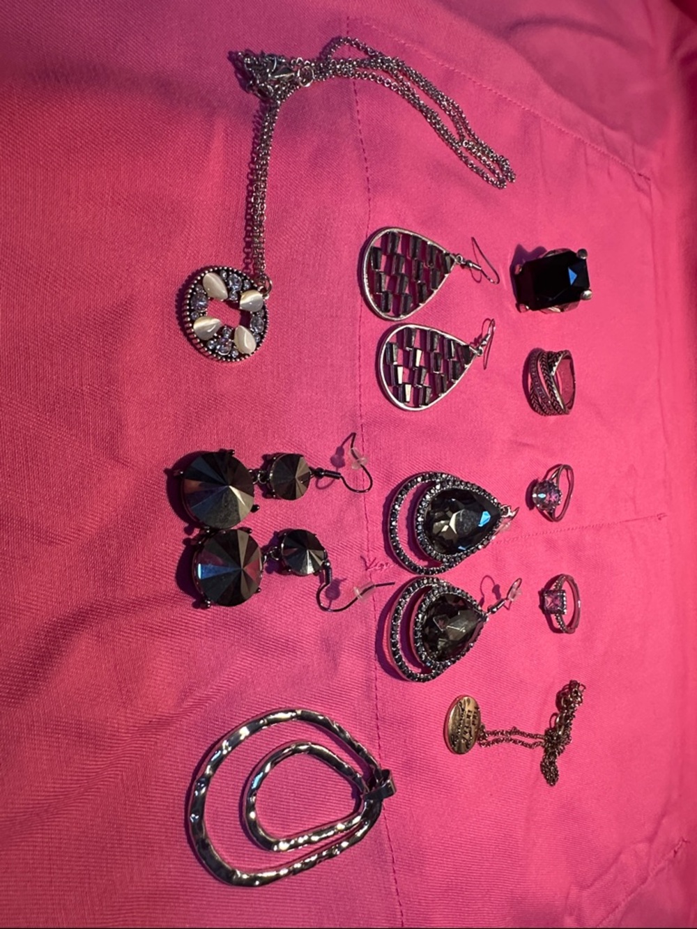 Mixed Black Crystal and Silver-Tone Jewelry